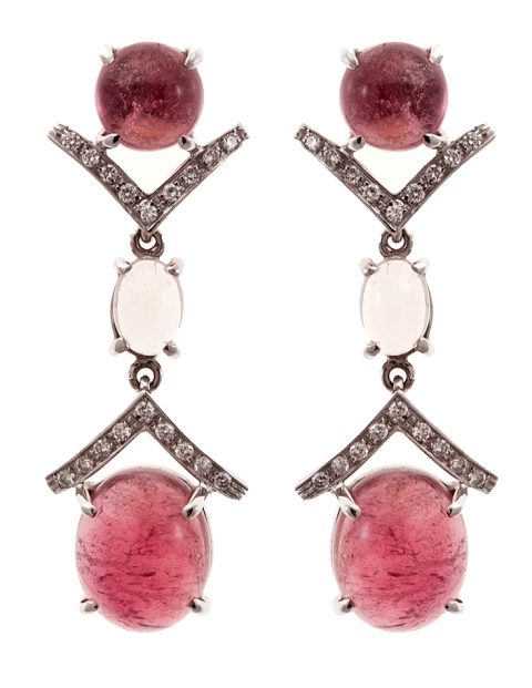 OR FIOR DALISO PINK EARRINGS 18K WG Tourmaline pink & Morganite & Dia