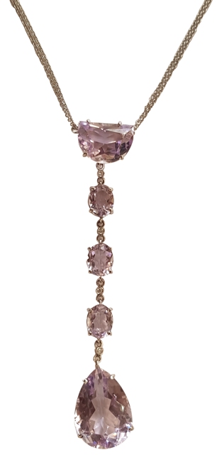 ROMANTICA GOLD 18K PENDENT DIAMONDS, LILACamethyst 1-17,25сt, amethyst 1-4,25ct, amethyst 3-4,17ct