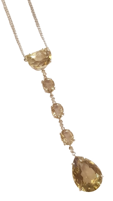 ROMANTICA GOLD18K PENDENT,DIA  , 1 lemon quartz17,25сt, 1 lemon quartz4,25ct, 3 lemon quartz4,17ct