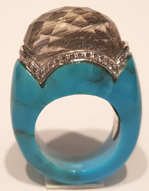 S-WENDI RING 18K WG Turquoise & Dia