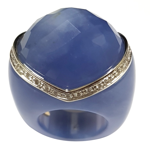 VITTORIA RING 18K gold  in Calcedony & Dia