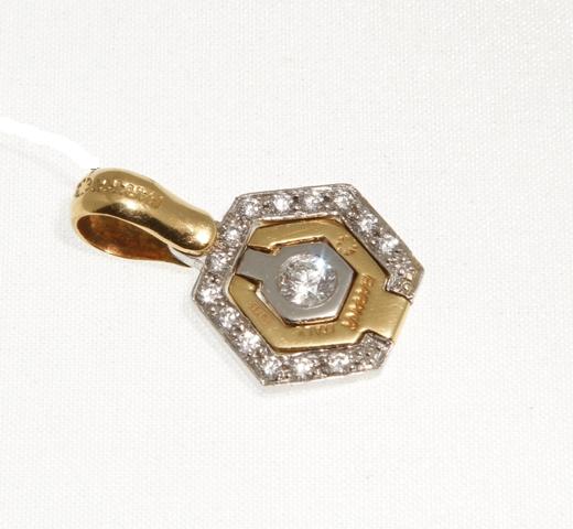PES04 GOLD 18K PLATINUM PENDANT DIAMONDS 0.43CT