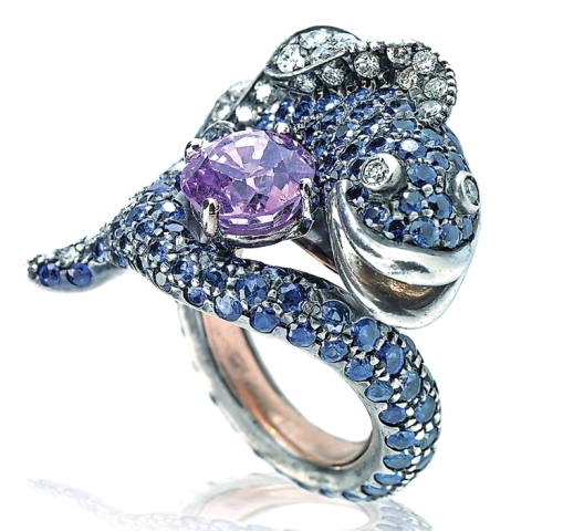 A271WB  12286  ANELLO DIAMANTI PIETRE COLORE