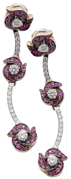 B171WP  ORECCHINI DIAMANTI PIETRE COLOR