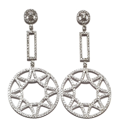 B321W GOLD 18K Orecchini, серьги, Diamonds 2.98ct