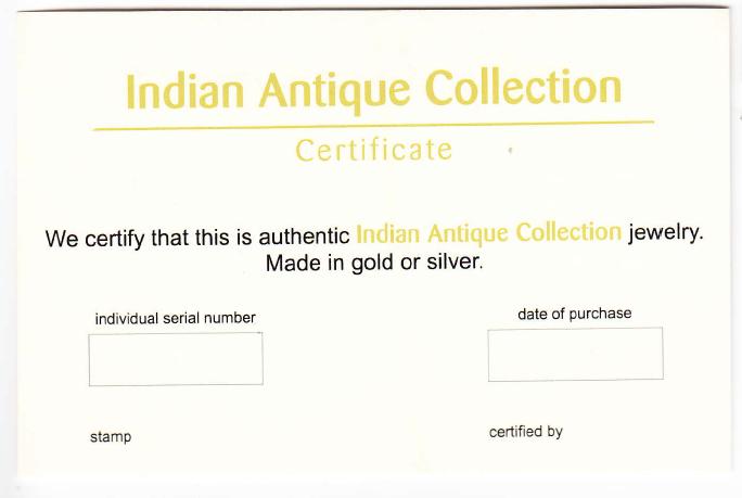 INDIAN ANTIQUE COLLECTION  Универсальный сертификат