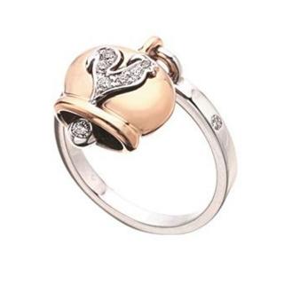 23897 Campanella ring(size 13) in pink gold  and dia pave rooster