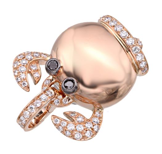 24989  CI04048OroRos131/00 Crab "campanella":pink gold @dia