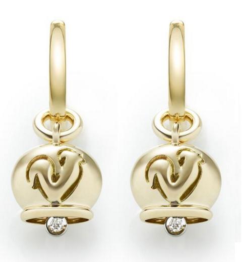 36582 Micro Campanella earrings in yellow gold and one diamond