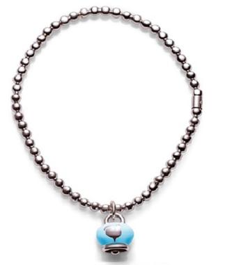 37274 Et Viola Bracelet in silver, with micro campanella charm in silver and turquoise enamel S