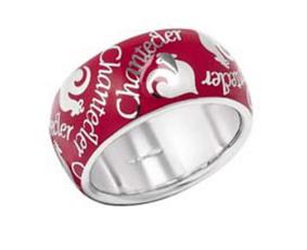 32308 Silver band ring with  red enamel (15)