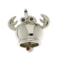 31115  large crab charm Ciondolo granchio  grande in argento con diamanti neri e zaffiro arancio