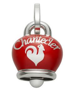 36410 Big campanella charm double face in silver and red enamel