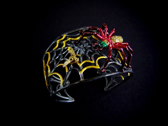 20021-A-07 Silver & enamel Spider bracelet
