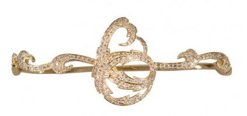 B0805 KARESS Hand Bracelet Yellow Gold Brown Diamonds 1.87  Size M