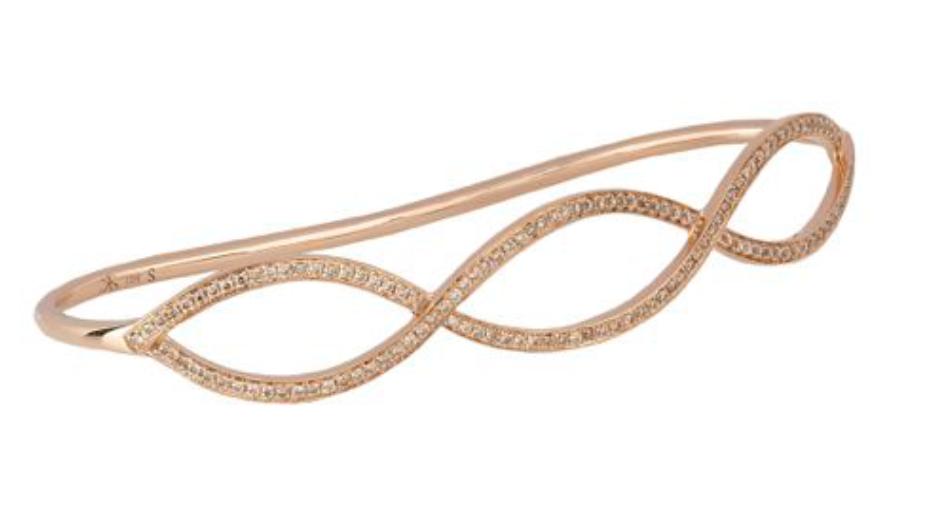 B0953 KARIOKA SIMPLE Hand Bracelet Rose Gold 18K Brown Diamonds 1.08  Size M