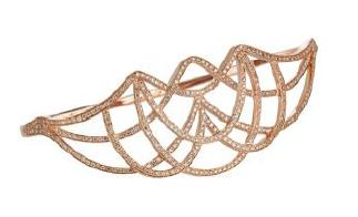 B0999 ARDEKO Hand Bracelet Pink Gold Brown Diamonds 1.8  Size S