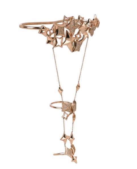 B1094 STARLIGHT  Hand Bracelet Rose Gold 9K, Brown  Diamonds 1.2 Size M