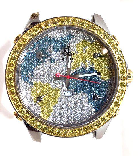 №A1683 JC-47YB 47MM 5 TIME ZONES:Dial Pave Dia 4.5ct (White, Yellow, Blue); Bezel Dia Y 3.25ct;