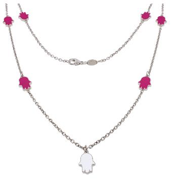 DHNE7 Necklace HAMSA white-crimson