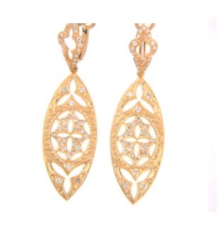 HHH-00343-004 Small "Wrap" Flower Cross Earrings YG/Dia 0.75