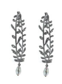 HHH-423KP-515 Large Shelley"s vine hoops/ 18K WG/Blk Rhod/Grey D1.84ct/2Gray keshi pearls 60mm