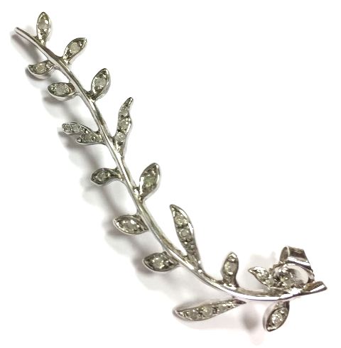 HHH-424BR-515 RIGHT EAR SHELLEY'S VINE EARCUFF EARRING 50mm WG/BLACK RHODIUMED/GRDIA .21CTS/POSTS