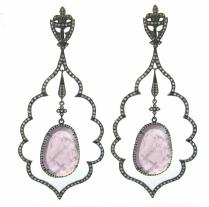 SOH-274U3-515 Single Open Leaf/Tear Drop Center WG/Black Rhodiumed/Umba Pinkish Sapphire centers