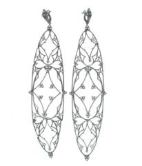 SOH-467BR-515 Extra Long Open Dia Shape Lacey Earrings/WG/BLK Rhod/Grey dia 1.68/Dia0.24