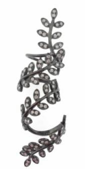 SOR-1088B-515 Articulated Shelley"s Vine Bondage Ring WG/Blk RH/Grey Diam 3.32