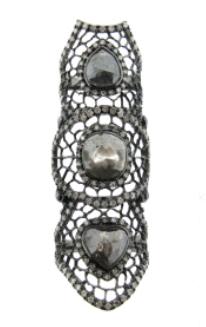 SOR-920G7-515 MED.SPIDERWEB RING/3Ston62mmWG/RH/2GreyDia4.62cts/1RectGreyDia2.60ct/GreyDiaPave1.60c