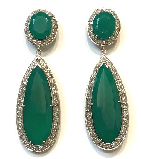 ARKS Earrings S/G  Dia/G Onyx  Tear Drop