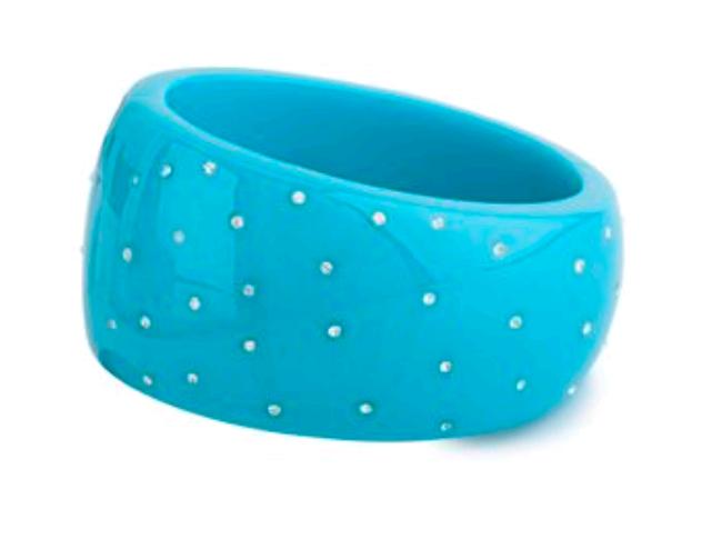 CS144_1502 Starlight Cuff-turquoise resin with crystal detail Rhodium (logo tag only) white cz