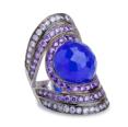 RBA145_119083_6 Banded Dot Ring - Bright Purple, Antique