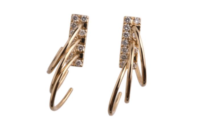 E1017 YG Piercing Boucle D Orielle Diamants Full PM