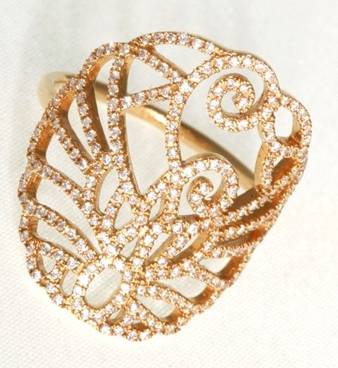 R1177 YG 52mm  AZIYADE BAGUE DIAMANTS 0.411