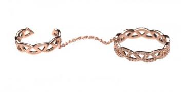 R2243 PG BR 52mm I Promess Bague Double Mixte Diamants Brun