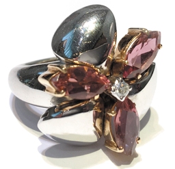 A3089 Ring Dia 0.06ct, Tourmaline 4,5ct