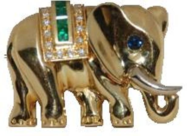 SP745 Brooch Y/G, Colored Stones 0.55ct