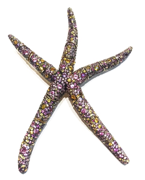 SP0022 Pendent/Brooch Dia,  Amethyst and Sapphires