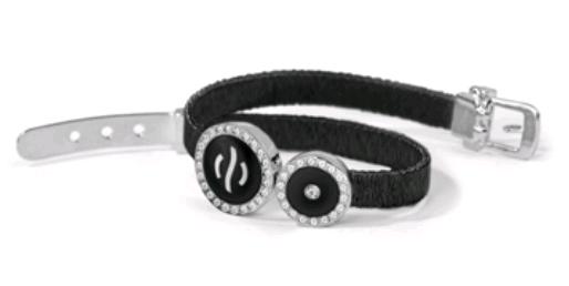 81D-BD-B-M  Jewelry Bracelet, Diamond Bezel, Black Enamel, S/S Bracelet