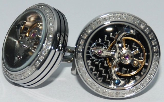 CT-SS01D7  Polished Steel - shiny /black  carbon - 72 diamonds VS/G-H 0.35cts