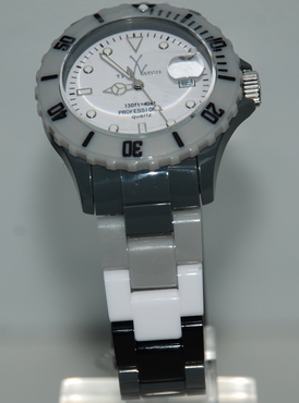 MC01GY TW MULTICOLOR ONLY TIME WHITE DIAL LIGHT GREY BEZEL-GUN PLASTERAMIC CASE-GREY COLOUR GRADATI