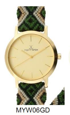 MYW06GD MAYA Champagne  Polished GoldSteel case-Multicol HunterGreen Handmade WoolStrap Version6