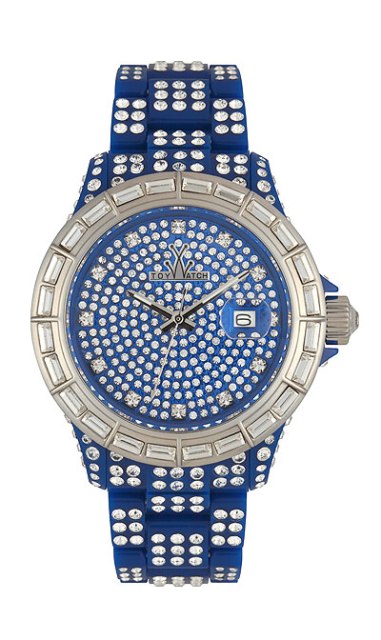 TSC02BL TW TOTAL STONES COLORED BLUE DIAL WITH WHITE STONES-WHITE STONES BEZEL-BLUE PLASTERAMIC