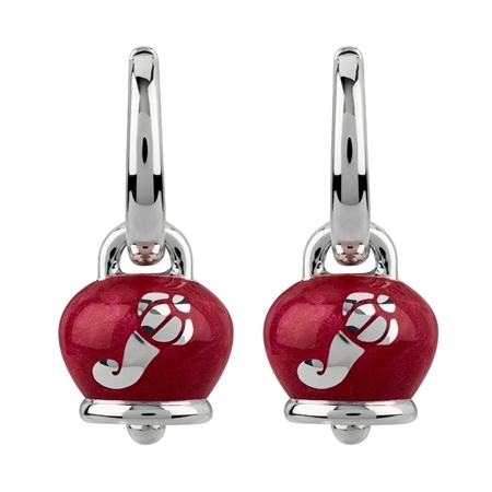 38079 Small Et Voila Campanella earrings in silver and pearly red enamel wiht  horns