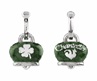 41826 Medium Et Voila Campanella earrings in silver and pearly green enamel wiht four-leaf clovers
