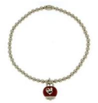 37923 Et Voila Elastic bracelet  with micro Campanella charm in silver and red enamel gent "M"
