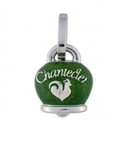 31761 Medium Et Voila Campanella charm  in silver and pearly green enamel wiht four-leaf clovers