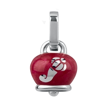 38072 Small Et Voila Campanella charm  in silver and pearly red enamel wiht horns